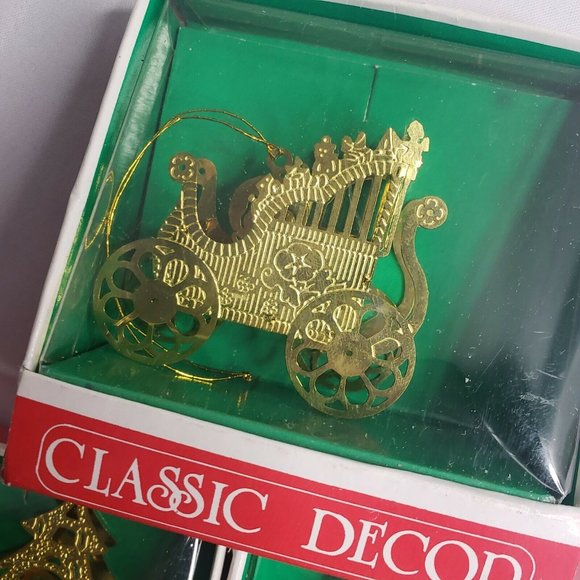 Vintage Brass Ornate Ornaments Set of 3 Made in Taiwan ROC - Picture 4 of 6